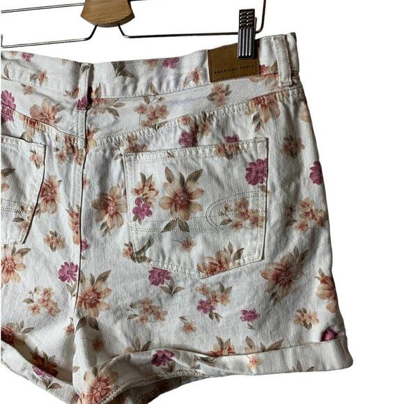 American Eagle 4" Floral Mom Shorts High Waisted Denim Cuffed Plus Size 16 - Picture 8 of 9